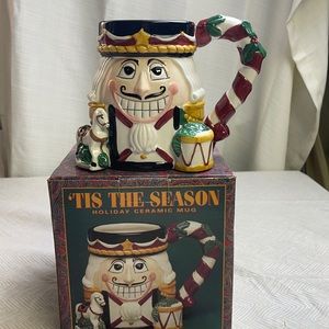 Tis The Season Holiday ceramic mug. Nut Cracker